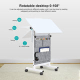 KOUPA Adjustable Height Standing Desk, Writable Tempered Glass Desktop with Eraser, 360° Flip, Wheels and Bag– Ideal for Small Spaces and Home Offices, 24 in, White(Adjustable Height: 32-47 in) KOUPA