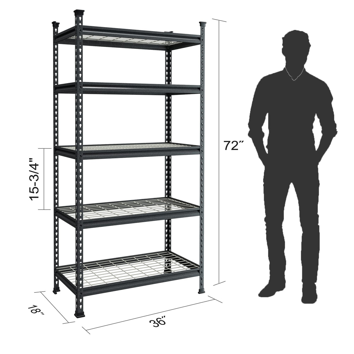 WORKPRO 5-Tier Metal Garage Shelving Unit, 36”W x 18”D x 72”H Storage Shelves, Adjustable Storage Rack Heavy Duty Shelf, 4000 lbs Load Capacity (Total), for Garage, Kitchen, Bathroom, Warehouse WORKPRO