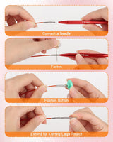 Interchangeable Knitting Needle Set with Circular Cable for Crafters, 13 Circular Knitting Needles with 4 Cable, 3-10 mm Aluminum Knitting Needles for Beginner, DIY Crafts, Red Needle Set Aeelike