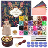 CHUHUAYUAN Wax Seal Stamp Kit - 24 Colors, 624 Pcs Stamp Beads, Sealing Wax Warmer, Metallic Pen & Envelope, Gift & Decoration Set CHUHUAYUAN