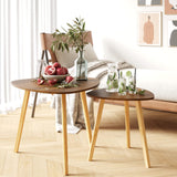 BAMEOS Bamboo Nesting Triangle End Table,Set of 2 Coffee Table Modern Minimalist Side Table for Living Room (Walunt) BAMEOS