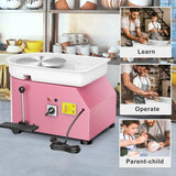 Pottery Wheel Pottery Forming Machine 25CM 350W Electric Pottery Wheel with Foot Pedal DIY Clay Tool Ceramic Machine Work Clay Art Craft (Pink) Homiesetify