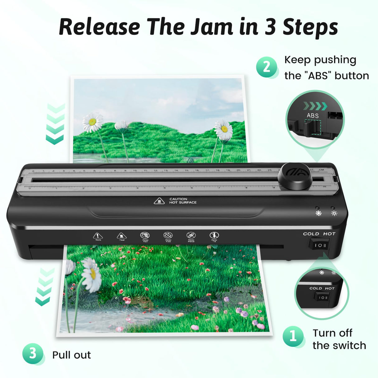 Laminator Machine A4 Laminators - 9 Inch Thermal Cold Laminating Machine with 20 Laminating Sheets, 8.5x11 Laminator with NTC Temperature Control 90-s Warm up, A4/A5/A6 Laminators for School Home MAXDONE