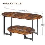 HOOBRO Coffee Table for Living Room, Oval Small Coffee Table with 2-Tier Open Storage Shelf, Industrial Cocktail Tea Table, Wooden Desktop Center Table, Farmhouse, Home Office, Rustic Brown BF09KF01 HOOBRO