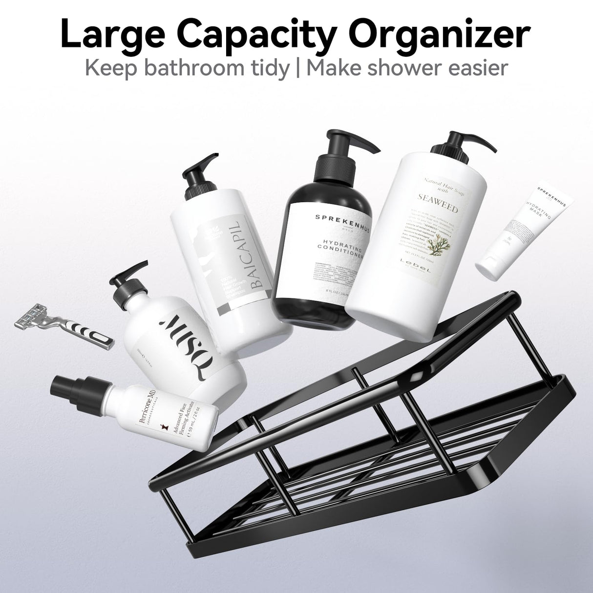 YASONIC Shower Caddy, 6 Pack Large Capacity Shower Organizer with Soap Holder and 12 Hooks, Rustproof Shower Shelves for Inside Shower, No Drilling&Sleek Bathroom Organizers and Storage YASONIC