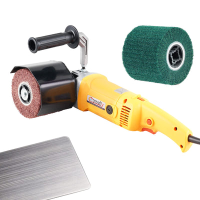 Burnishing Polishing Machine, 2200W Electric Wire Drawing Machine 110V Wheel Polisher Sander with 2 Wheels #80#180#, for Metal Stainless Steel Wood Polishing