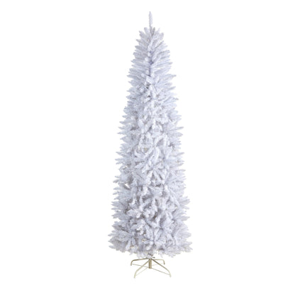 Nearly Natural 8ft. Slim White Artificial Christmas Tree with 1348 Bendable Branches