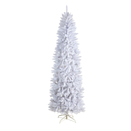 Nearly Natural 8ft. Slim White Artificial Christmas Tree with 1348 Bendable Branches Nearly Natural