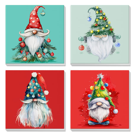 Christmas Gnomes Cartoon Paint by Number Kits for Kids Adults Beginners, 4 Pack DIY Kids Paint by Number Kits on Canvas Framed, Color Pictures by Number Acrylic Easy Painting Number Kit Craft 8x8inch Genius maker