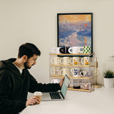 KAOTGOT Coffee Mug Holder Wooden Cup Station Organizer 4-Tier Cup Holder for Coffee Bar Mug Display Rack for Countertop Mug Holder Shelf for Home Kitchen Pine Wood KAOTGOT