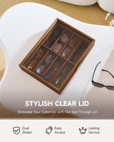 CO-Z Sunglasses Organizer with 8 Slots, Wood Eyeglasses Storage Box for Women Men, Lockable Display Case for Multiple Glasses, Glasses Holder for Watches Jewelry Collection, Walnut CO-Z