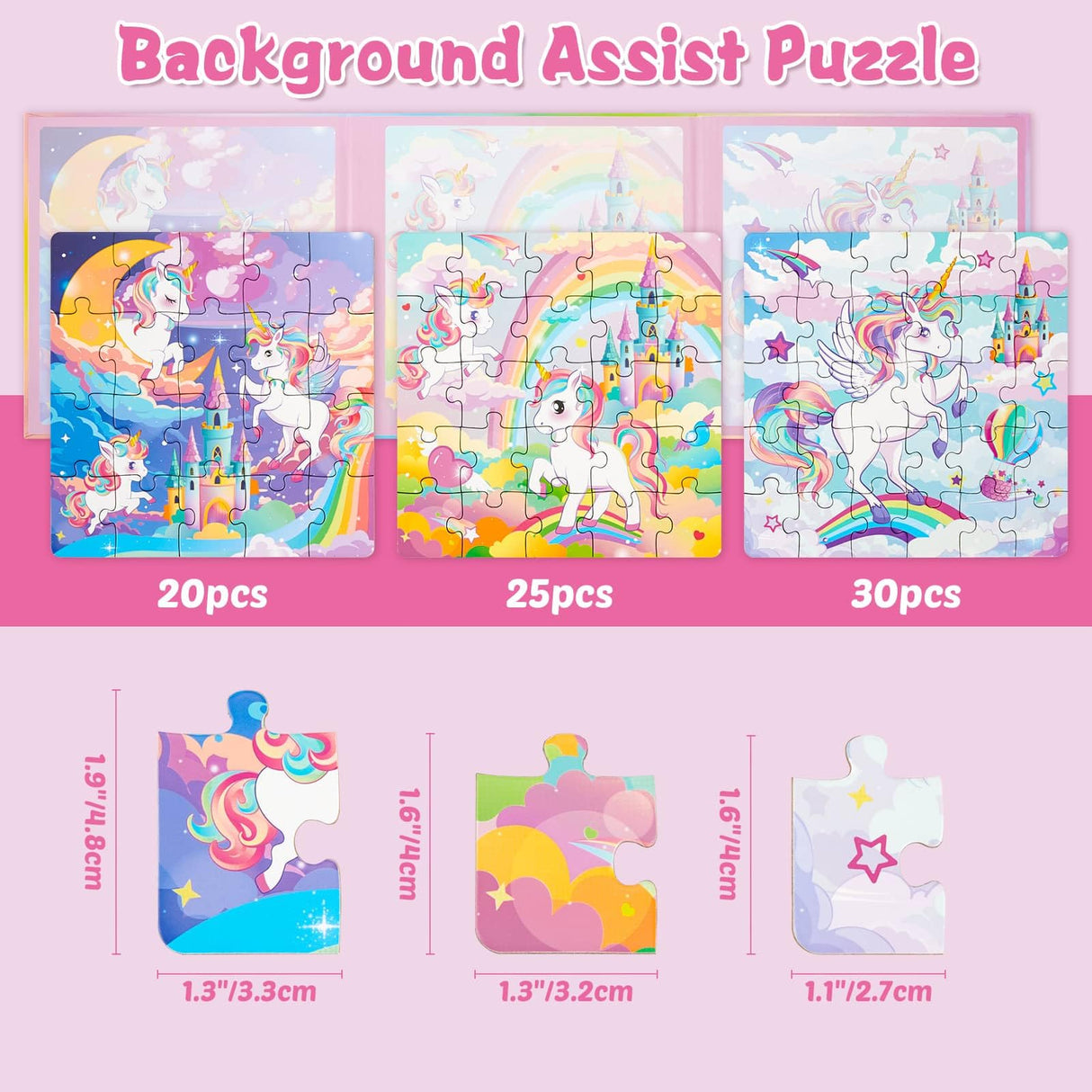 Unicorn Magnetic Puzzle for Kids 3-5, 75 pcs Magnetic Travel Puzzles Games for Toddlers Ages 3-8 Car Plane Road Trip Activities 3 in 1 Toys Gift for Girls WERNNSAI