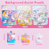 Unicorn Magnetic Puzzle for Kids 3-5, 75 pcs Magnetic Travel Puzzles Games for Toddlers Ages 3-8 Car Plane Road Trip Activities 3 in 1 Toys Gift for Girls WERNNSAI