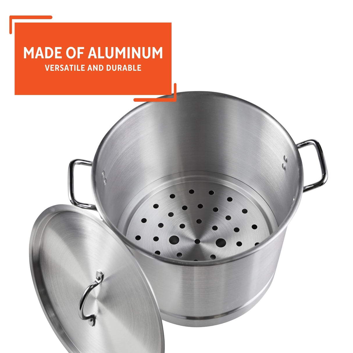 IMUSA USA 28Qt Aluminum Steamer with Lid, 28-Quart, Silver Imusa