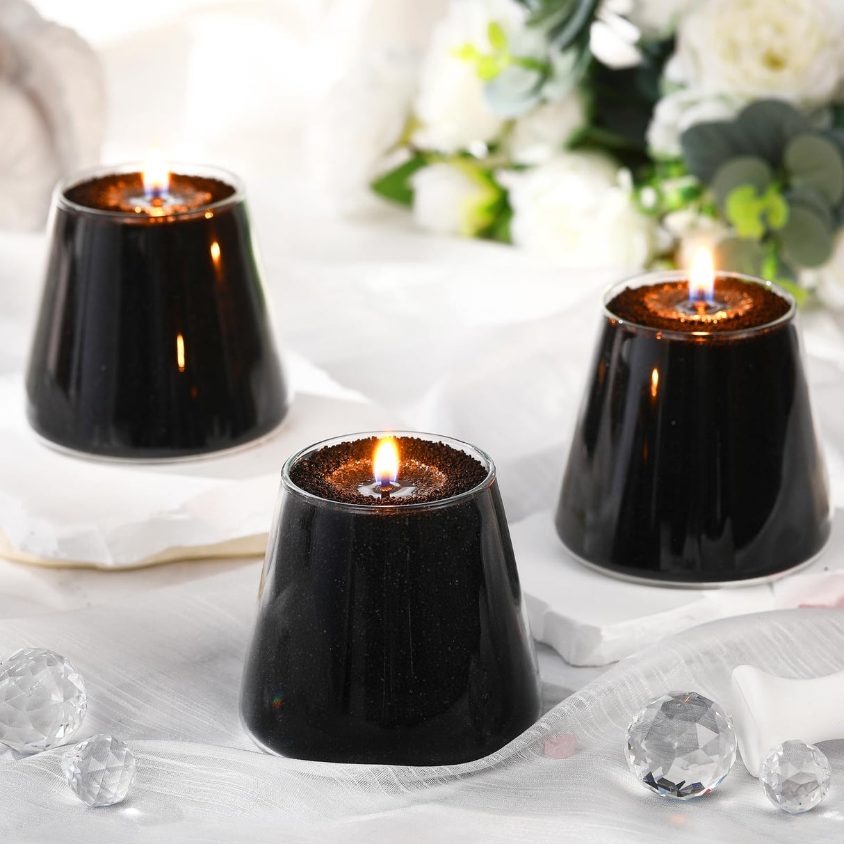 MTLEE Candle Sand 3.3 lb DIY Candle Sand Candle Making Kit Included 20 Pcs Wicks and Refillable Beaded Wax Sand Candle Sand with Wicks Self Extinguish Candle for Home Wedding Party(Black) MTLEE