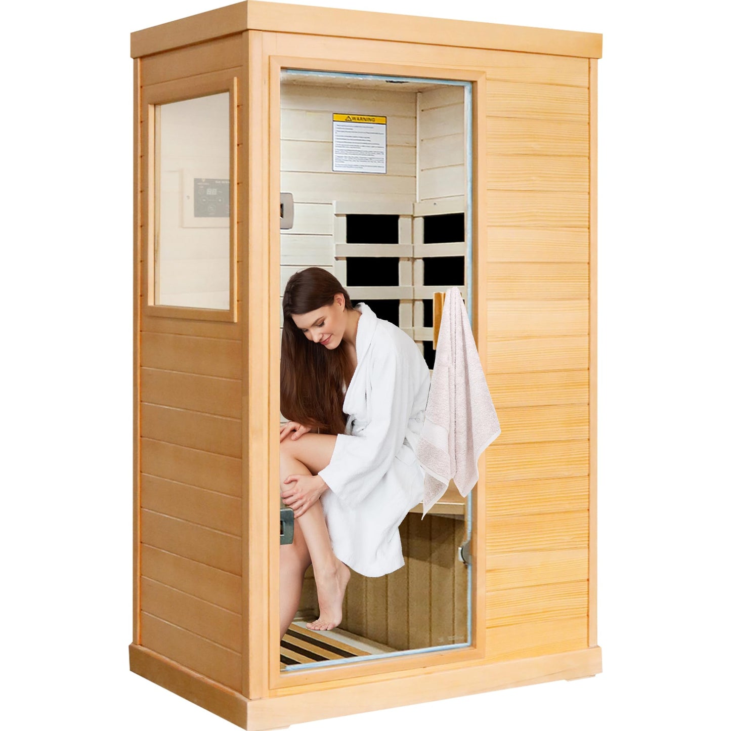 ToTibuy Far Infrared Home Sauna Low-EMF 800W Canadian Hemlock Indoor Sauna with Control Panel, Bluetooth,35.2 * 27.6 * 61.6Inch