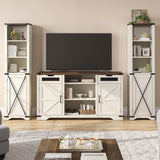 Farmhouse Bookshelf, 67'' Tall Narrow Bookcase with Metal X Barn Door, Antique White Bathroom Storage Cabinet with Adjustable Shelves, 5 Tier Skinny Book Shelf for Home Office, Kitchen, Living Room FiveWillowise