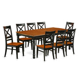 East West Furniture DOQU9-BCH-W 9 Piece Kitchen Table Set Includes a Rectangle Dining Table with Butterfly Leaf and 8 Dining Room Chairs, 42x78 Inch, Black & Cherry East West Furniture