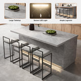 homary 72'' Kitchen Island with Storage Japandi Style Wood Kitchen Islands with Seating and LED Light in Gray homary