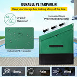 VEVOR Outdoor Storage Box, 230 Gallon Waterproof PE Tarpaulin Deck Box w/Galvanized Frame, All-Weather Protection & Portable, for Camping, Garden, Poolside, and Yard, Black & Green VEVOR