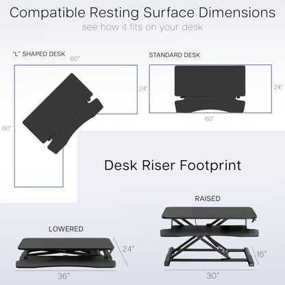 VIVO 36 inch Desk Converter, K Series, Height Adjustable Sit to Stand Riser, Dual Monitor and Laptop Workstation with Wide Keyboard Tray, Black, DESK-V036KB