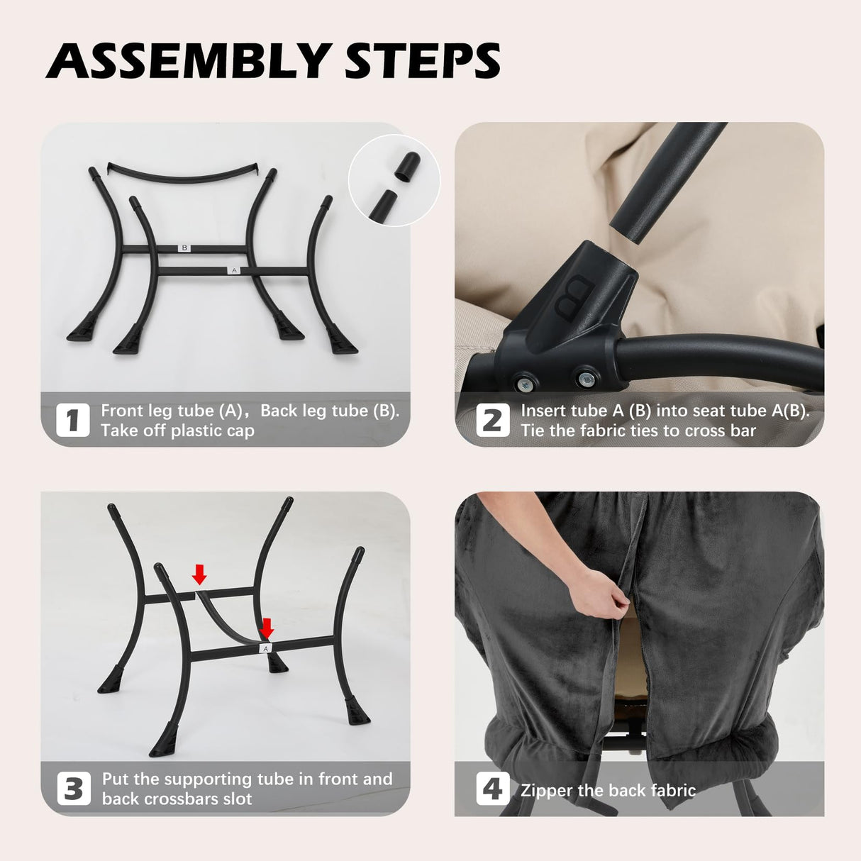 Congermom Lazy Chair with Folding Ottoman,Leisure Sofa Chair,Soft Fabric Armchair with Armrests and Side Pockets, Reading Chair with Footrest for Living Room, Bedroom, Office (Plush Dark Grey) Congermom