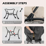 Congermom Lazy Chair with Folding Ottoman,Leisure Sofa Chair,Soft Fabric Armchair with Armrests and Side Pockets, Reading Chair with Footrest for Living Room, Bedroom, Office (Plush Dark Grey) Congermom