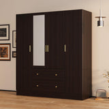 AGOTENI Large Bedroom Wardrobe Closet with 1 Mirror & 2 Drawers, 70.9" H Tall Armoire Clothes Closet with Doors and Shelves, Hanging Rod, Dark Brown AGOTENI
