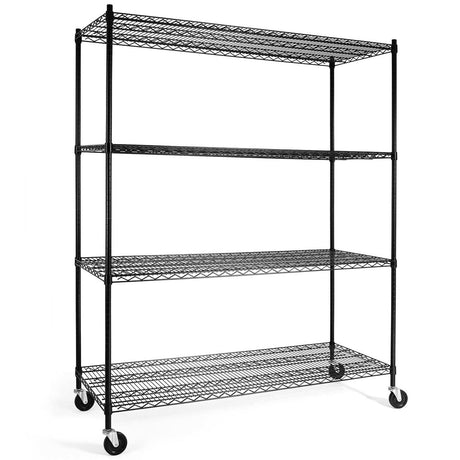 CAPHAUS 4-Tier Commercial Grade Heavy Duty Adjustable Height Wire Shelving w/Wheels & Leveling Feet, Storage Metal Steel Shelf, Garage Shelving CAPHAUS
