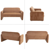 DUOMAY Cute Chenille Loveseat Sofa, Modern 55" Wide Seat Couch Minimalist Style Comfy Deep Seat Sofa for 2-3 Seater for Living Room Apartment, Brown DUOMAY