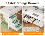 ODK Computer Desk with 6 Drawers, 40 Inch Small Desk with Storage, Reversible Desk with Headphone Hook for Home Office, Work Study Table for Bedroom, White ODK