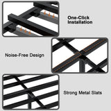 Farmhouse Full Size Bed Frame with Bookcase Headboard, Sliding Barn Door Storage, LED Lights, and Charging Station Alohappy