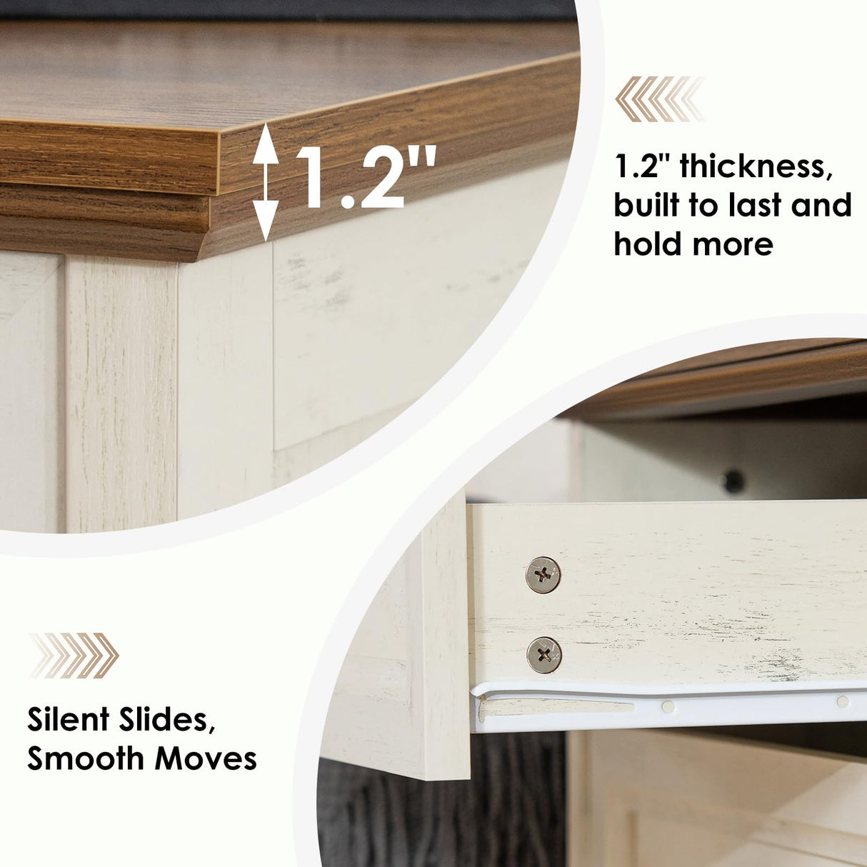 HOMMPA 24'' Farmhouse Nightstand with Charging Station, Bedside Tables with Storage, Side Table with USB Port, 3 Drawers End Table Dresser, Wood Night Stand for Bedroom, Living Room, Rustic White HOMMPA