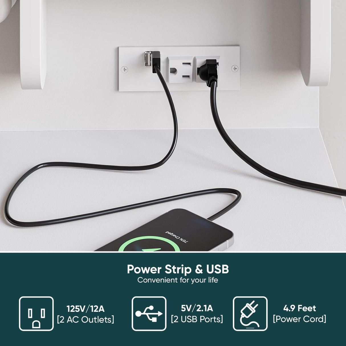 Semiocthome Makeup Vanity Desk with Mirror and Lights, Make Up Vanity Table Set with Power Outlet, Shelves and 5 Drawers, 3 Lighting Modes & Adjustable Brightness Dressing Table with Chair - White Semiocthome