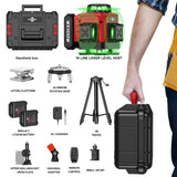 Laser Level 360 Self Leveling with Tripod,WEIDDW 4D Lazer Level,4x360° Cross Line Laser for Construction Project Renovation,Floor Tile, Laser Level Lines Tool with 2x4800mAh Batteries,Durable Case WEIDDW