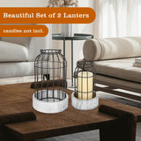 2 Pcs Decorative Candle Lantern, Farmhouse Table Lanterns for Home Decor, Rustic Table Centerpieces for Dining Room, Fireplace Mantle Kitchen Decoration Ubamdom