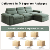 Sectional Modular Down Filled Sofa, Comfty Feather L Shape Cloud Couch for Living Room,114" Simple Couch,Adjustable Backrest,3Seat with Storage Ottoman for Office,Apartment (Green-3 Seat+Ottoman) Pistachio