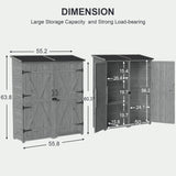 Gizoon Outdoor Storage Cabinet with Waterproof Roof, Double Lockable Doors Garden Shed with 2 Removable Shelves, Wooden Storage Shed with Large Storage Space for Patio, Garden, Backyard, Lawn, Grey Gizoon