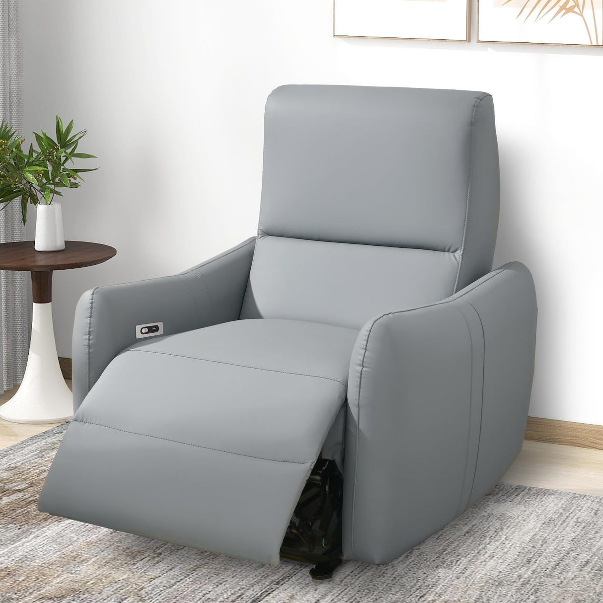 QicoFelix Electric Power Recliner, Wall Hugger Electric Recliner Chairs with USB Ports Sofa PU Leather Recliner for Living Room/Small Spaces QicoFelix