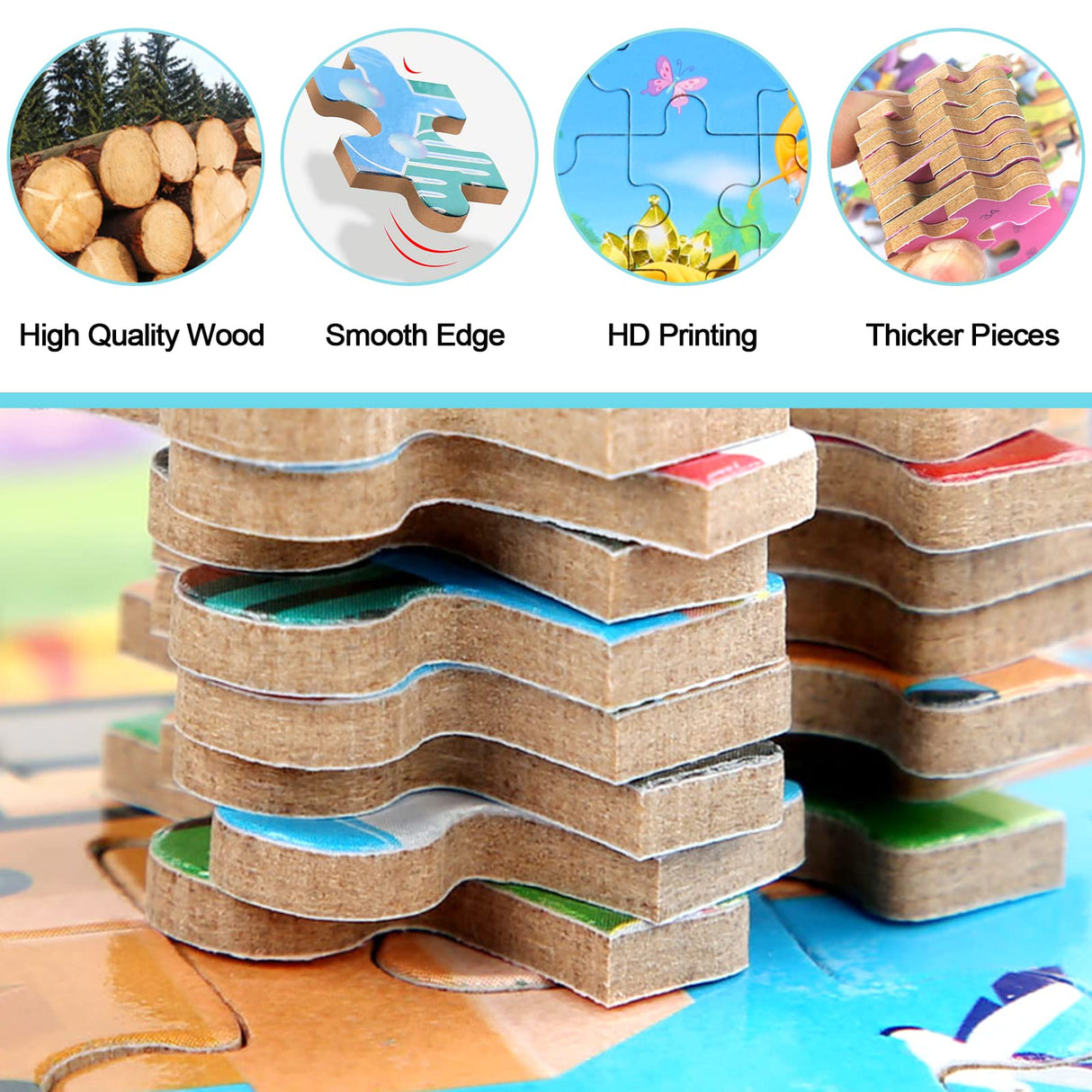 MZZOTOY Puzzles for Kids Ages 4-8, 60 Piece Puzzles for Kids Ages 3-5 in a Metal Box Girls and Boys Learning Educational Jigsaw Puzzle Toys Gifts MZZOTOY