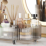 Rotating makeup organizer,Large Capacity Cosmetic Display Case, easy to hold all of your makeup products, at least 20 makeup brushes/eyeliner,10 lipsticks,8 skincare products(Crystal Amber) Booklov