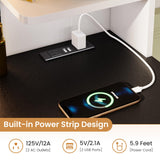 Tiptiper Farmhouse Vanity with Touch Screen Mirror & Time Display, Large Makeup Vanity with Charging Station, Vanity Desk with Mirror and RGB Lights, Makeup Desk with 5 Drawers, White & Black Tiptiper