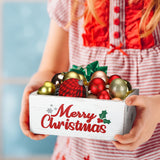 Namalu Christmas Hot Cocoa Bar Storage Box Wooden Crate with Handles Hot Cocoa Decorative Rustic Farmhouse Wood Basket Christmas Wood Storage Bins Organizer Bucket for Xmas Candy Dish Home(White) Namalu