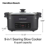 Hamilton Beach 6 Quart 9-in-1 Programmable Slow Cooker with Sear, Browning, Rice, Steam, Sauté, Roast Delay Start & Keep Warm Functions, Nonstick PFAS-Free Dishwasher Safe Crock, Black (33604) Hamilton Beach
