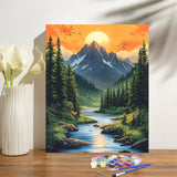 Mountain Paint by Numbers Kit for Adults Beginner Sunset Oil Painting Kit Adult Paint by Number Kits on Canvas Landscape DIY Painting for Beginners Art by Numbers for Gifts Home Wall Decor 16x20 Inch obterie