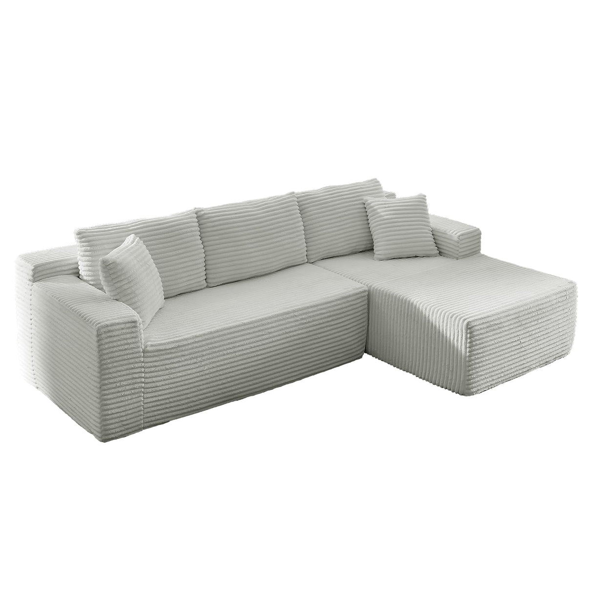 Modular Cloud Sectional Couch with L-Shape Chaise,Modern Upholstered Couches with Deep Seat,Corduroy Sponge Compressed Sofa for Living Room, Bedroom,No Assembly Required(Light Gray) ZKJOLMN