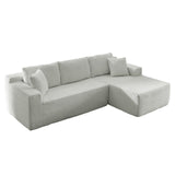 Modular Cloud Sectional Couch with L-Shape Chaise,Modern Upholstered Couches with Deep Seat,Corduroy Sponge Compressed Sofa for Living Room, Bedroom,No Assembly Required(Light Gray) ZKJOLMN