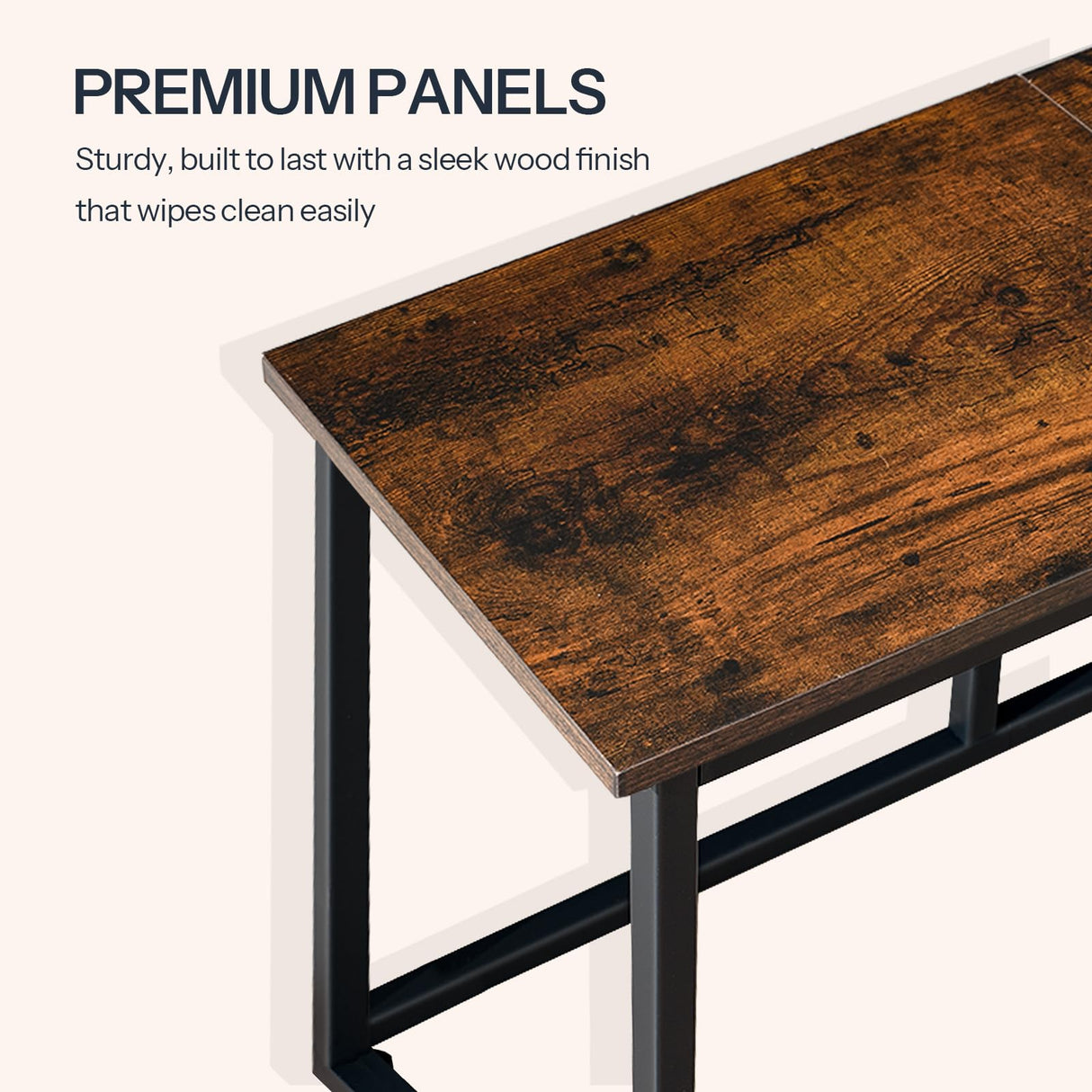 HOOBRO Dining Bench, 47.2 Inch Dining Table Bench, Industrial Style Kitchen Bench, Steel Frame, Easy to Assemble, for Kitchen, Dining Room, Rustic Brown and Black BF45CD01 HOOBRO