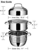 VENTION Large Indution Steamer Pot(28cm), 3 Tier Steamer for Cooking, 11 Inch Stainless Steel Steamer Pot for Cooking, Steam Pot for Dumpling VENTION