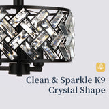 Frideko Home Semi Flush Mount 3-Light Crystal Ceiling Light - Black Kitchen, Bedroom, Hallway, Living Room, Dining Room Light Fixture FRIDEKO HOME